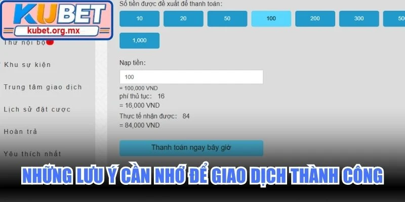 Những lưu ý cần nhớ để giao dịch thành công