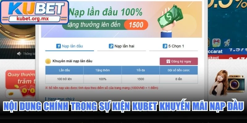 Nội dung chính trong sự kiện Kubet khuyến mãi nạp đầu