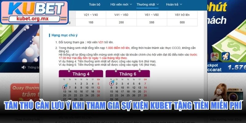 Tân thủ cần lưu ý khi tham gia sự kiện Kubet tặng tiền miễn phí